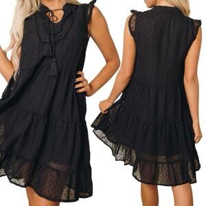 Tiered Babydoll Dress S Black Whimsigoth Sheer‎ Cowgirl Western Gothic Lolita